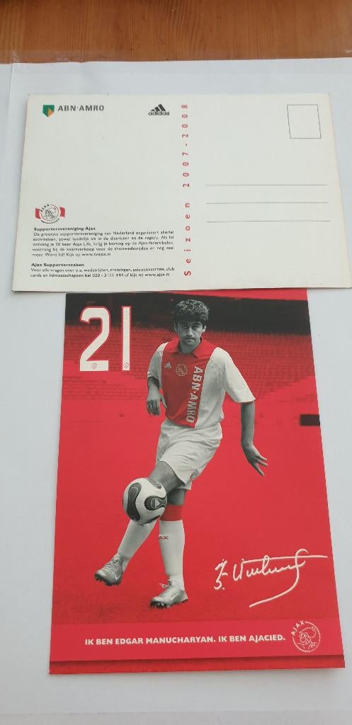 3082 ajax 2007-2008 edgar manucharyan, Verzenden, 1980 tot heden, Sport en Spel