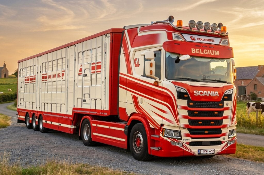 IMC MODELS SCANIA S + LIVE STOCK TRAILER VAN LOMMEL, Ophalen of Verzenden, Nieuw, Bus of Vrachtwagen, Overige merken
