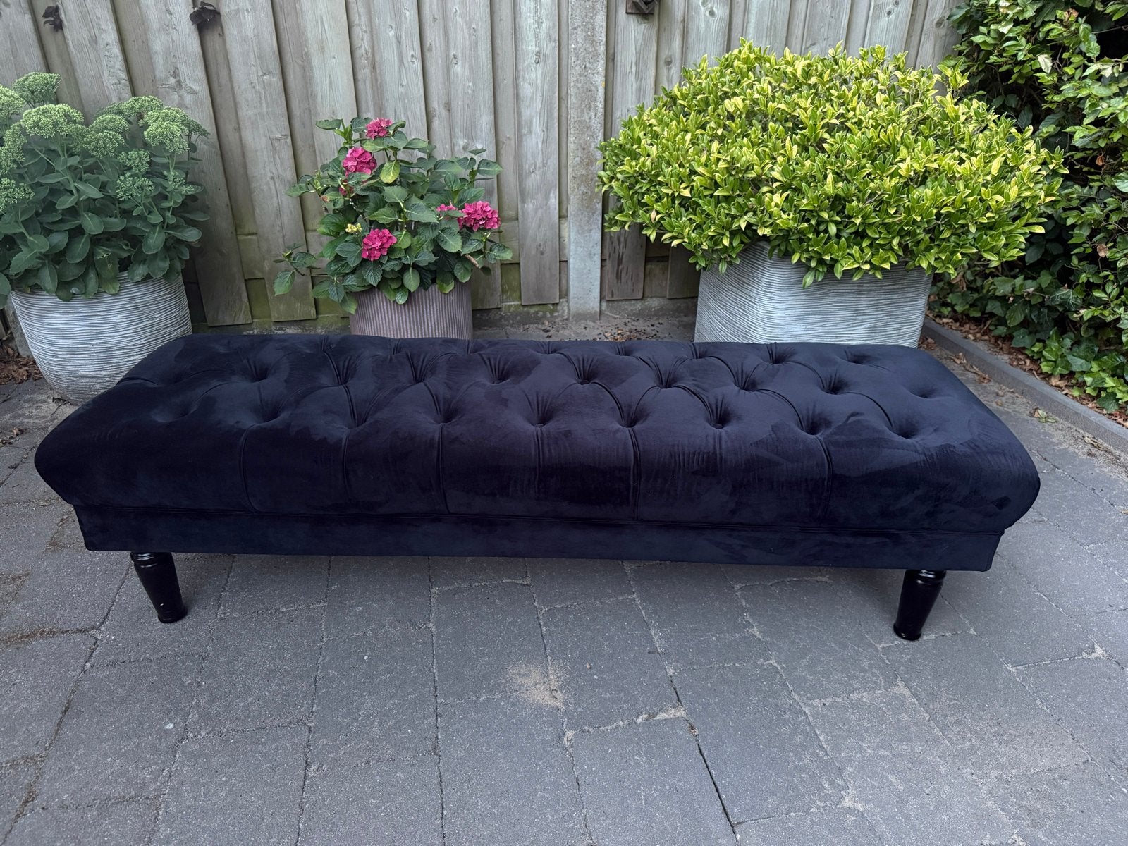 Bankje van fluweel - Zwart, Huis en Inrichting, Stoelen, Ophalen, Zwart, Nieuw, Eén