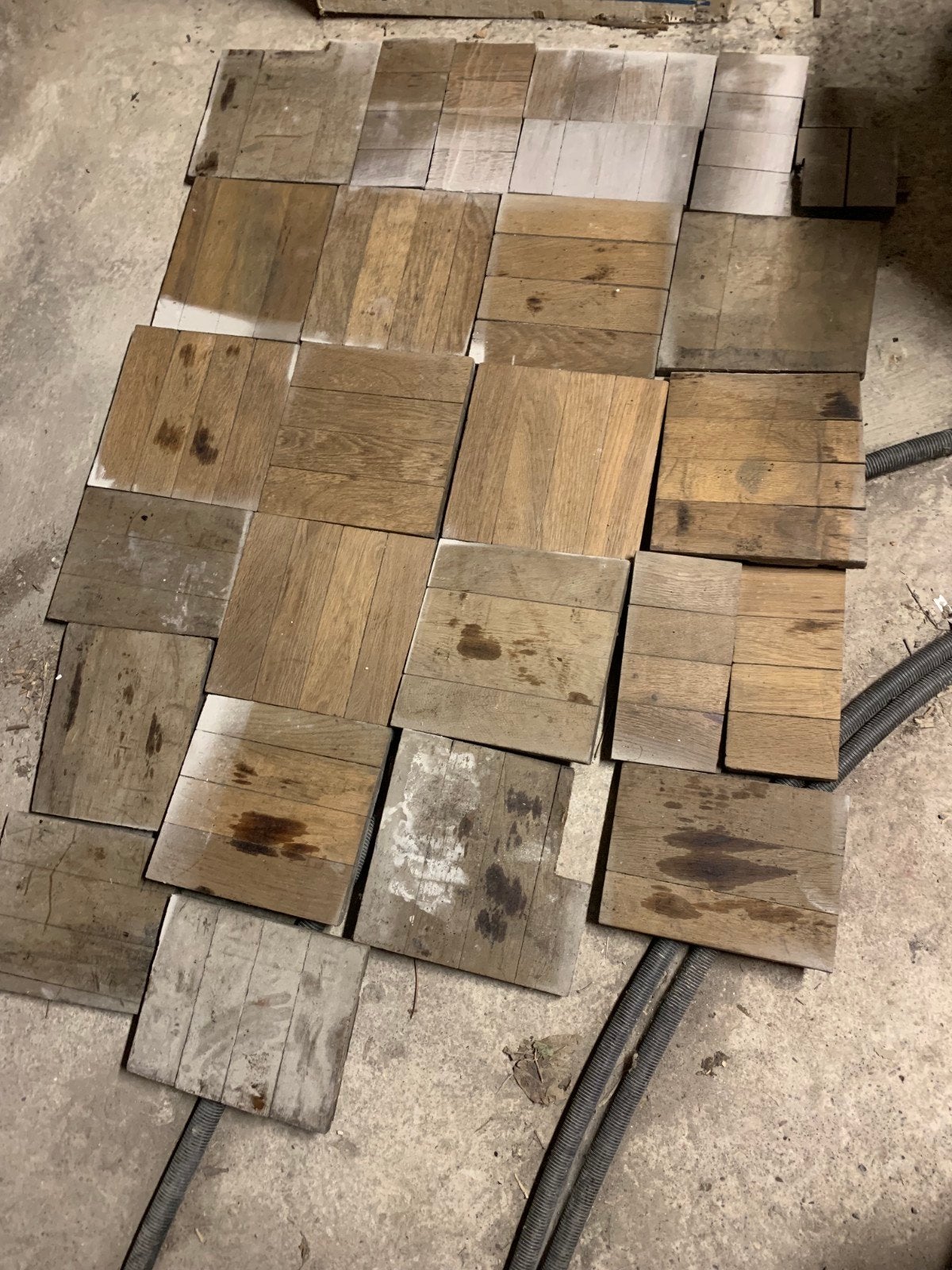 Antieke houten vloerdelen 25x25 cm - Restpartij, Ophalen, Gebruikt, Minder dan 50 cm, Vloerdelen of -planken