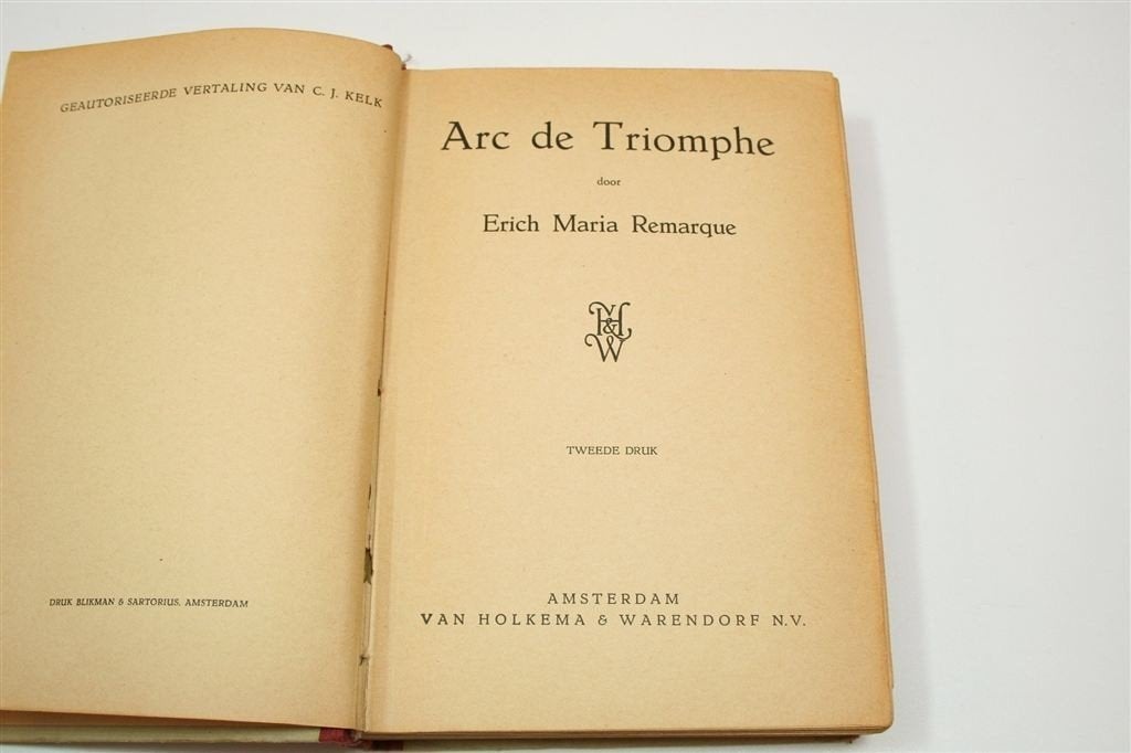 Arc de Triomphe — Erich Maria Remarque [Vintage 1946], Ophalen of Verzenden, Gelezen