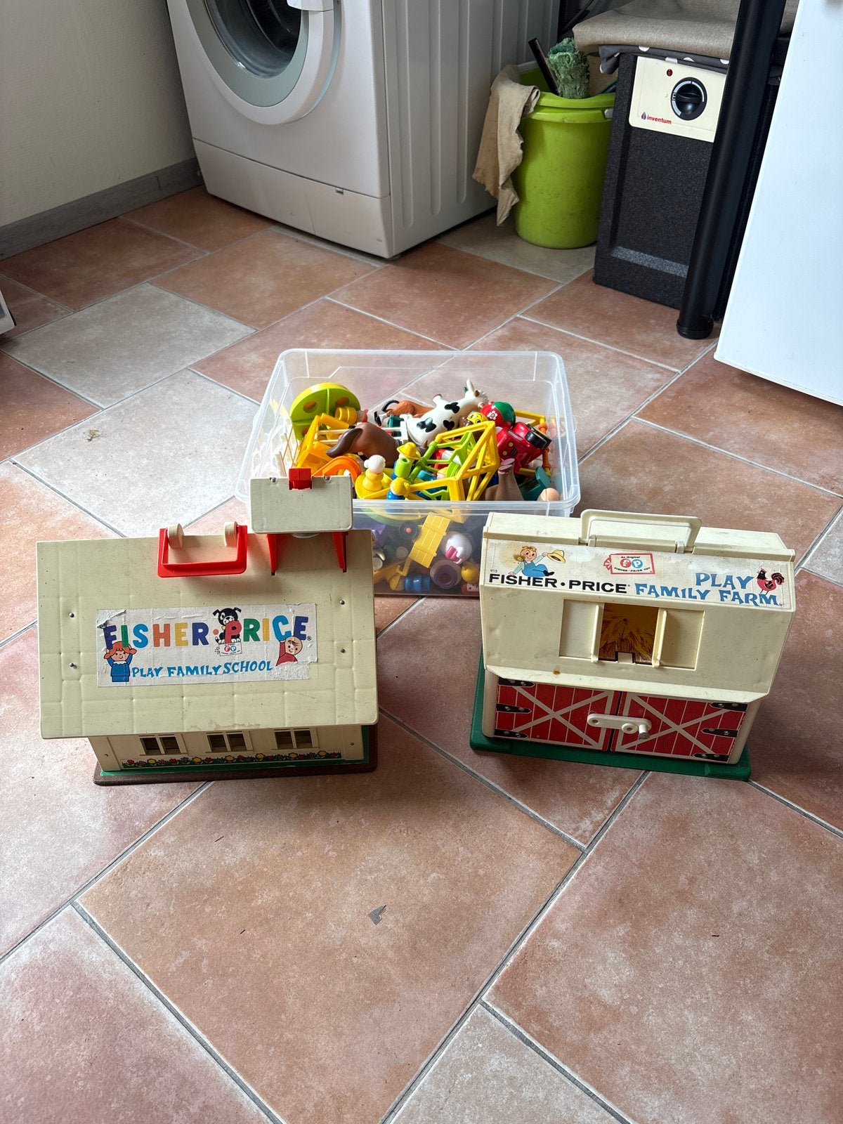Vintage Fisher-Price Speelset: School en Boerderij, Ophalen of Verzenden, Gebruikt, Speelset