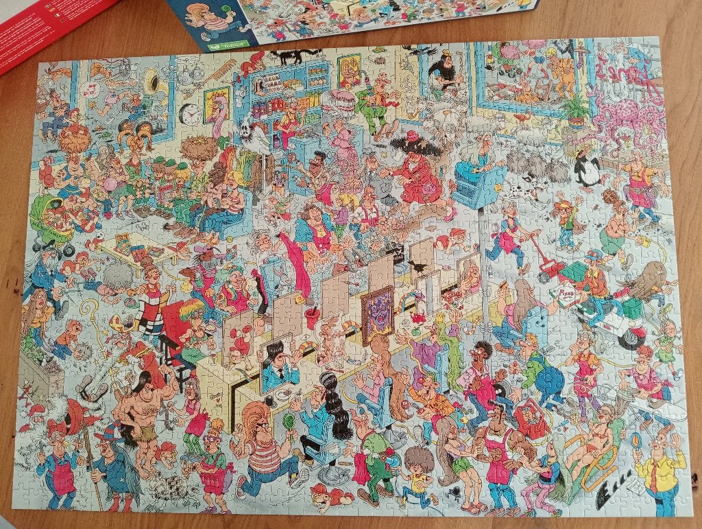 Puzzel Jan van Haasteren - Bij de Kapper - 1000 stukjes, Ophalen of Verzenden, 500 t/m 1500 stukjes, Zo goed als nieuw, Legpuzzel