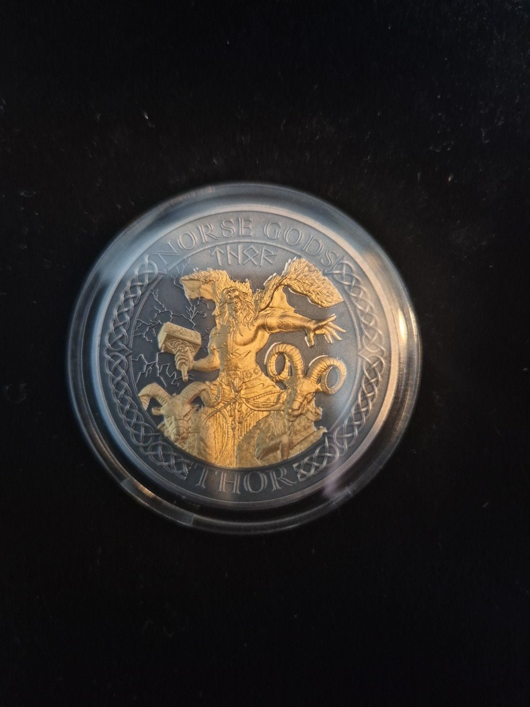 Goud vergulde Zilveren munt Noorse God Thor, Ophalen of Verzenden, Midden-Oosten, Losse munt, Zilver