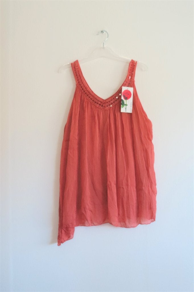 Top Crinkle Brique Mouwloos Italy Moda One Size *Nieuw* 3675, Kleding | Dames, Overige kleuren, Maat 42/44 (L), Nieuw, Zonder mouw
