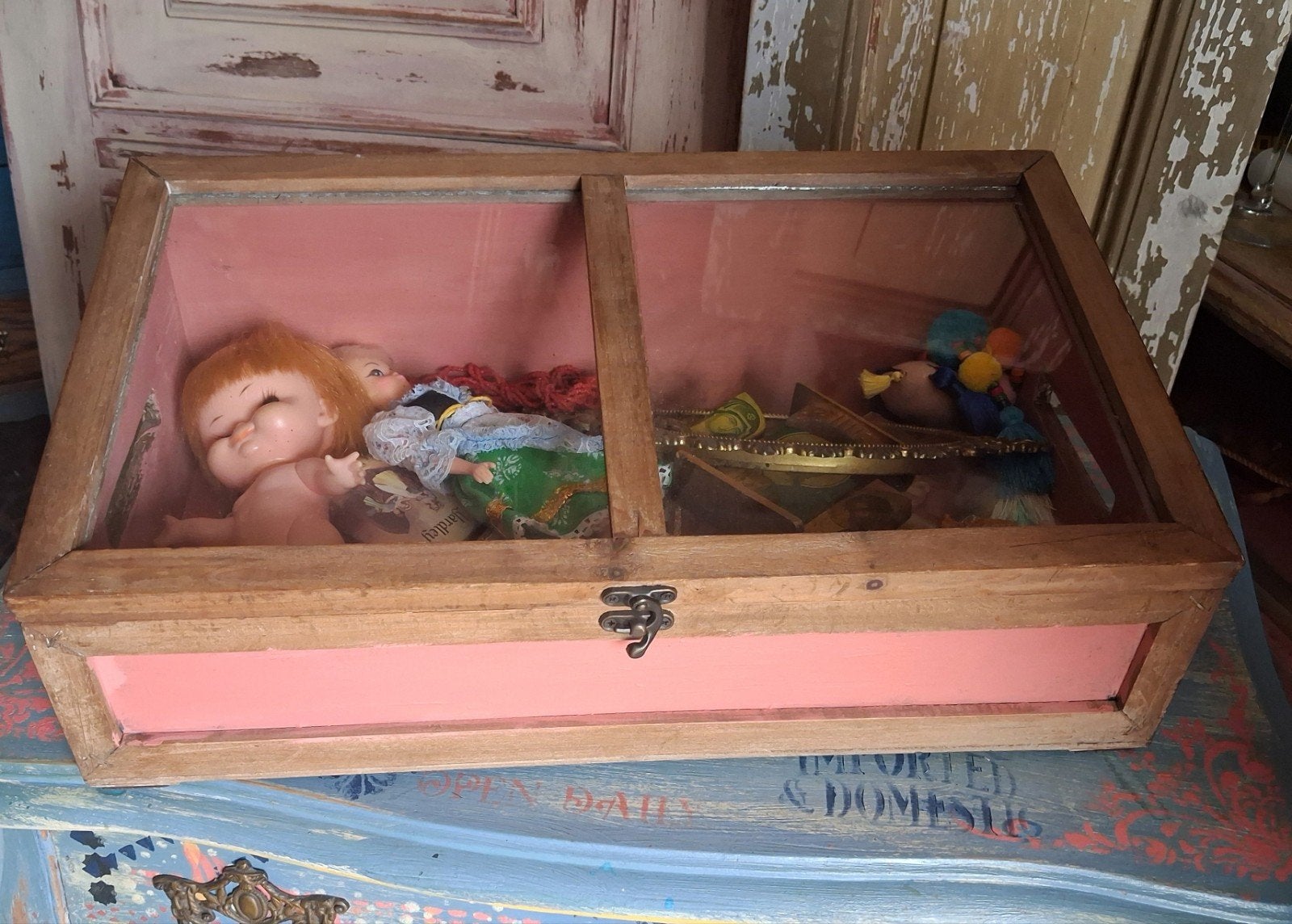 Shabby/Vintage/Vitrine/Box/Display/Showcase, Ophalen of Verzenden
