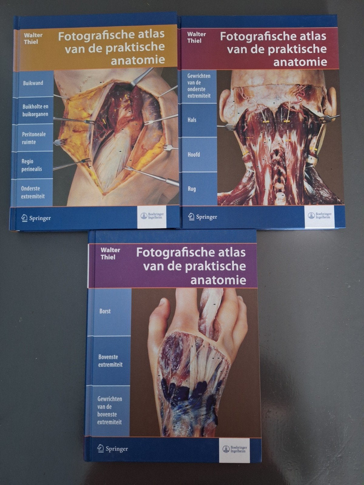 Fotografische atlas van de praktische anatomie 3 delen, Walter Thiel, Zo goed als nieuw, Beta, HBO