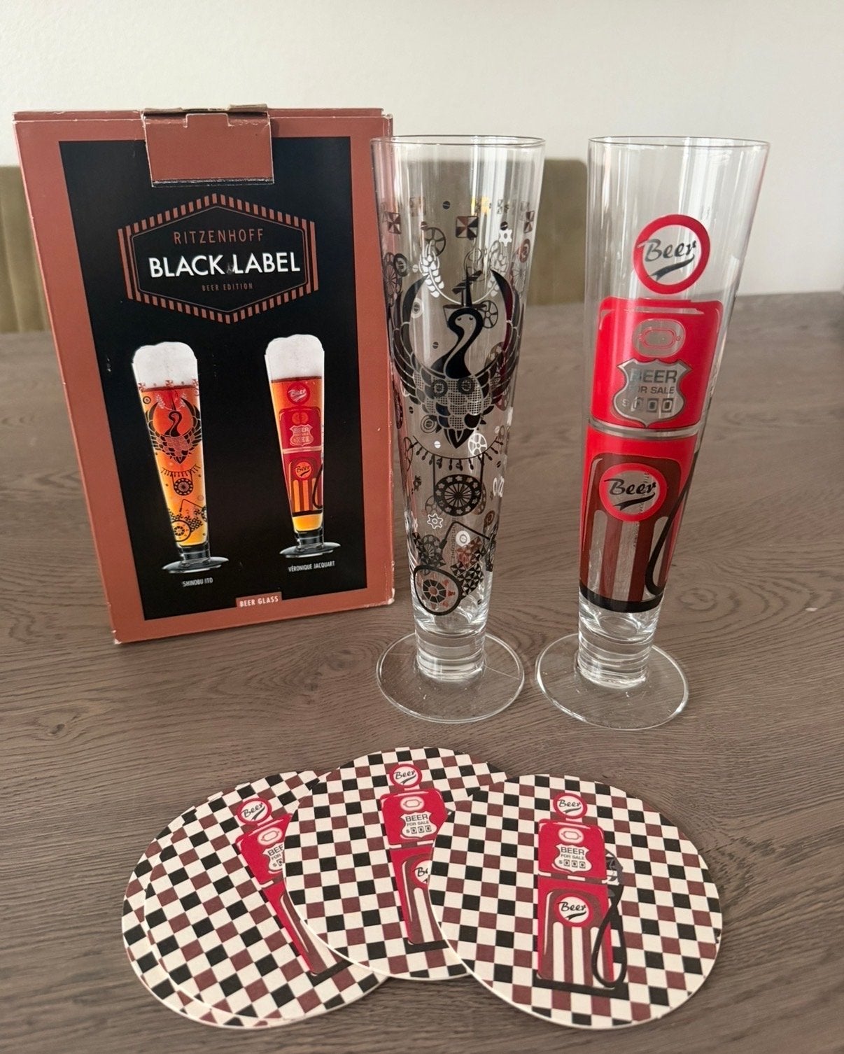 Ritzenhoff Black Label Bierglazen Set met Onderzetters, Ophalen of Verzenden, Nieuw