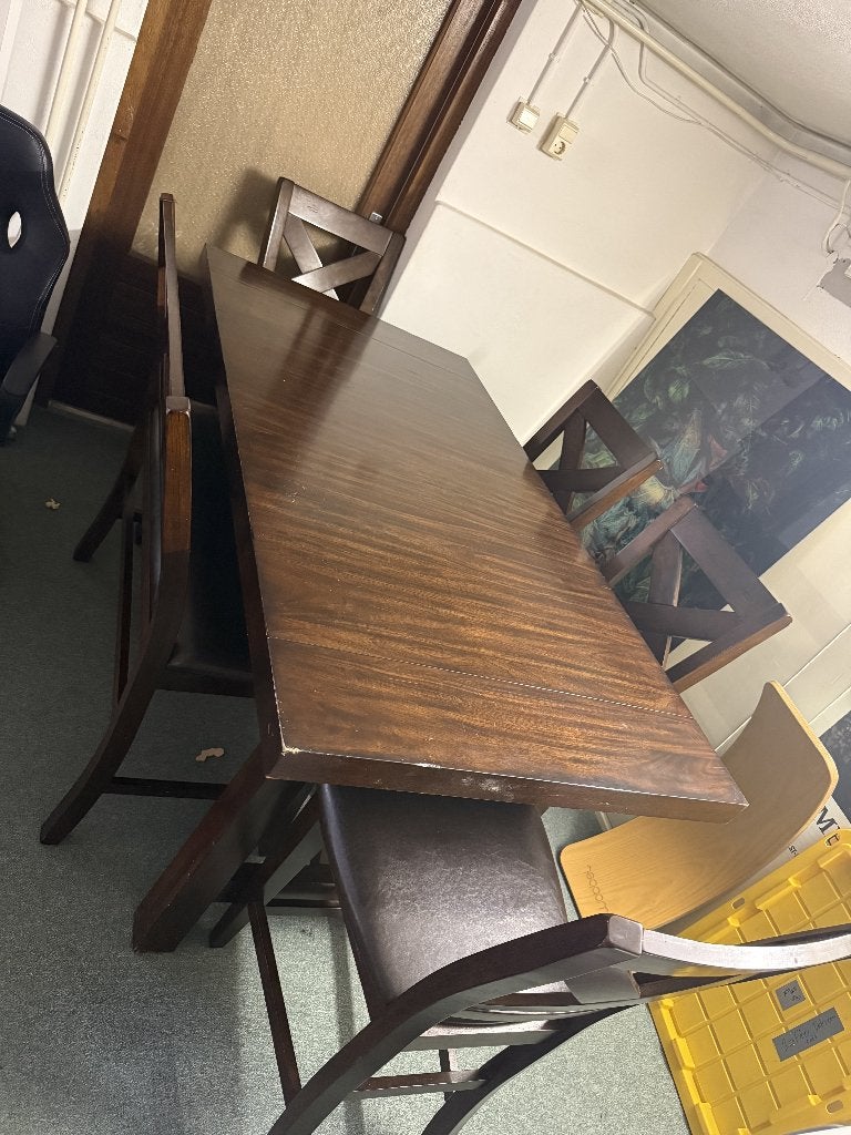 Table with 4 chairs and bench seat, Ophalen, Gebruikt, 50 tot 100 cm, Vijf personen of meer