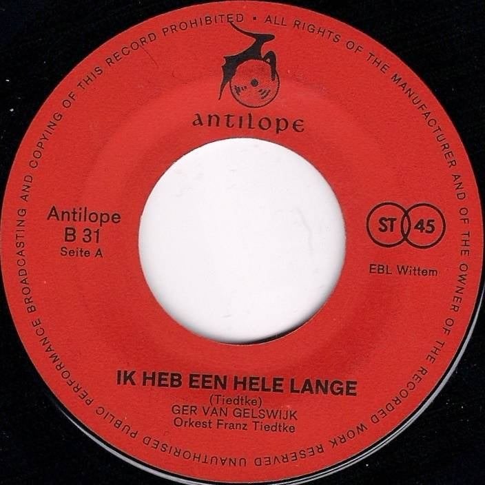 Single (1970) Ger van Gelswijk – Ik Heb Een Hele Lange, Gebruikt, Overige genres, 7 inch, Overige typen