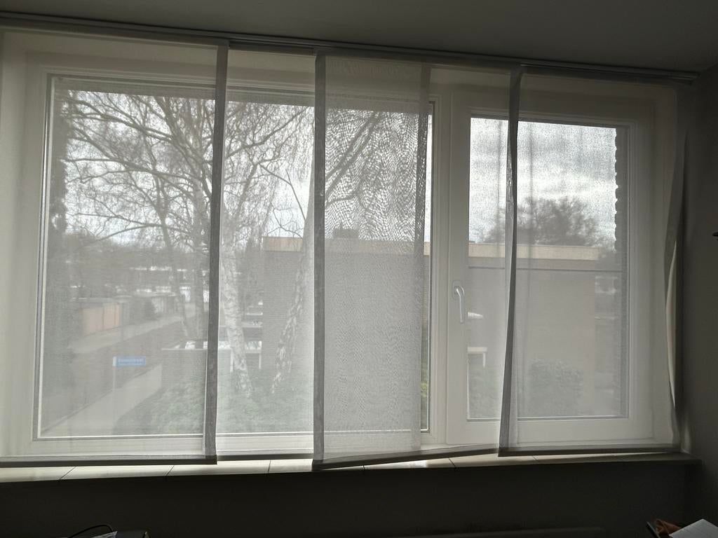 Witte paneelgordijnen voor raam, Huis en Inrichting, Stoffering | Gordijnen en Lamellen, Gebruikt, 150 tot 200 cm, 200 cm of meer