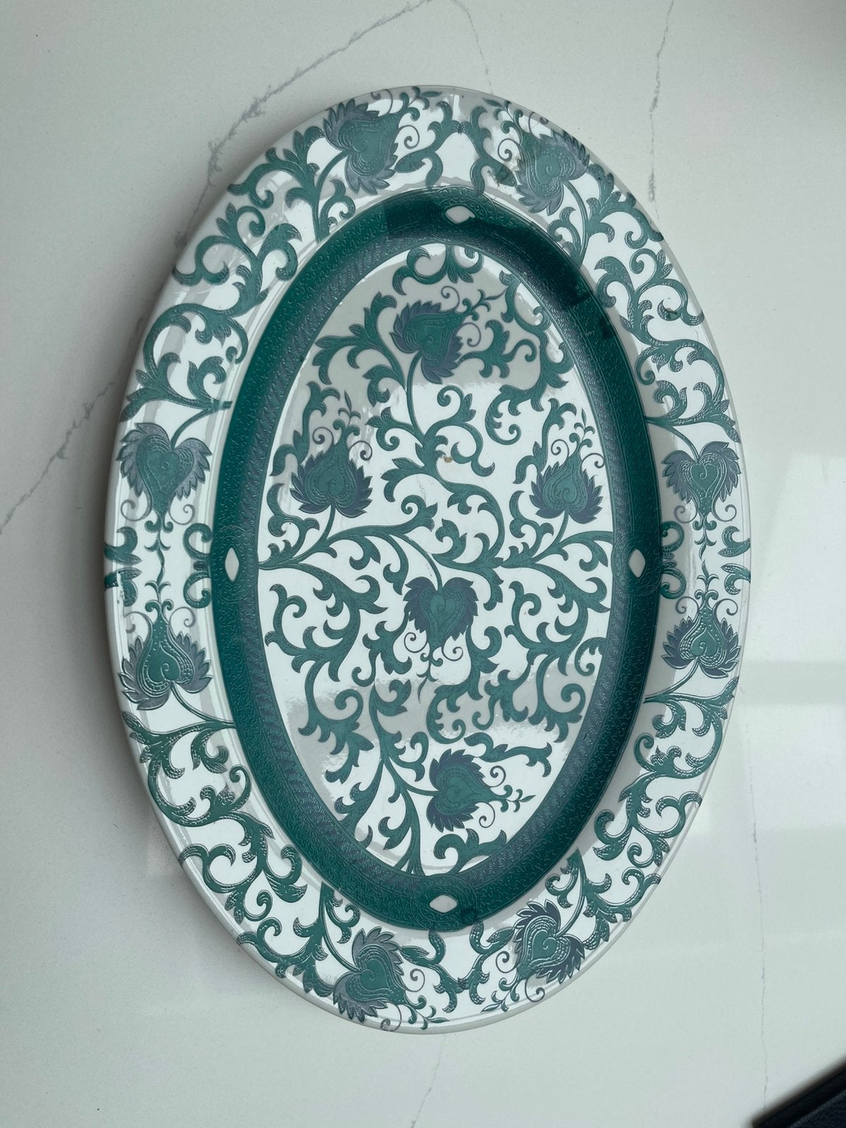 Antiek XL Transferware Serveerplateau Art Nouveau 43cm, Ophalen of Verzenden