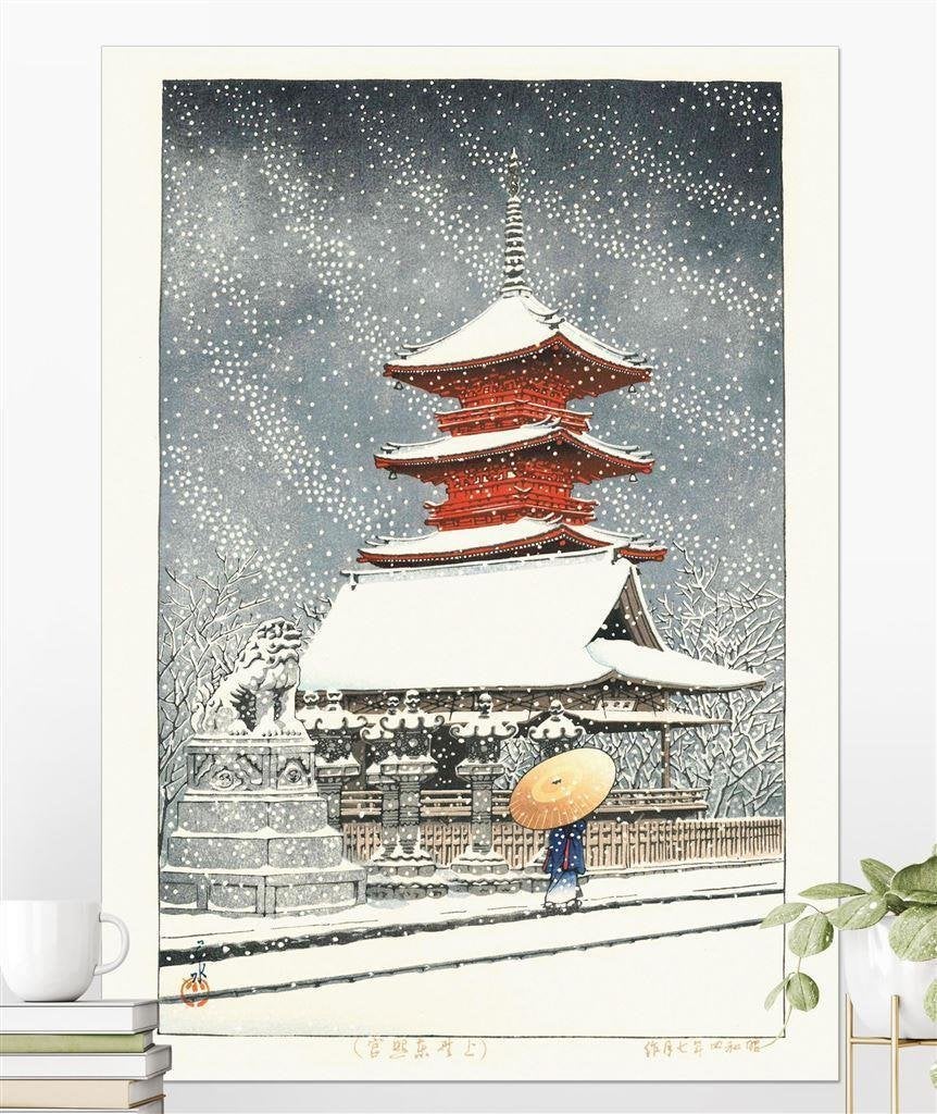 Kawase Hasui Grote Kunst Poster Ukiyo-E Tempel Japan, Verzenden
