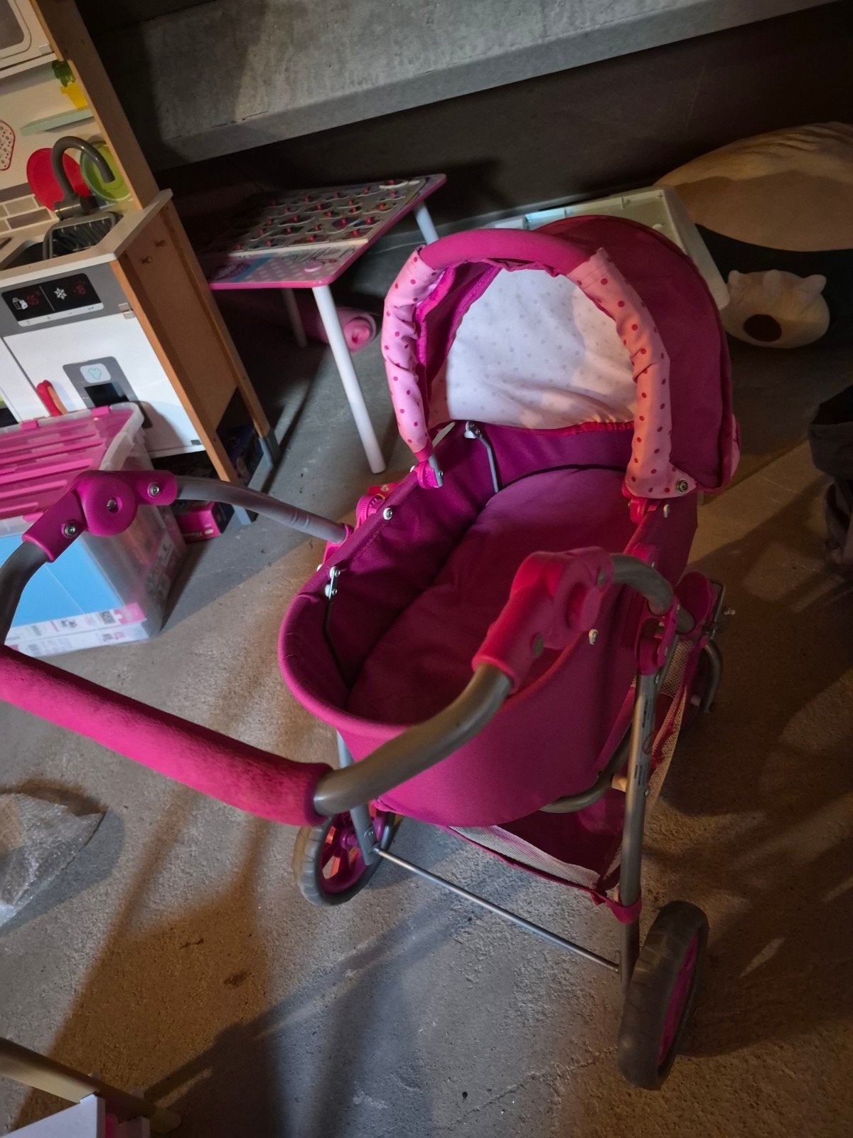 Roze poppenwagen met stippen - Gebruikt, Ophalen, Gebruikt, Overige typen
