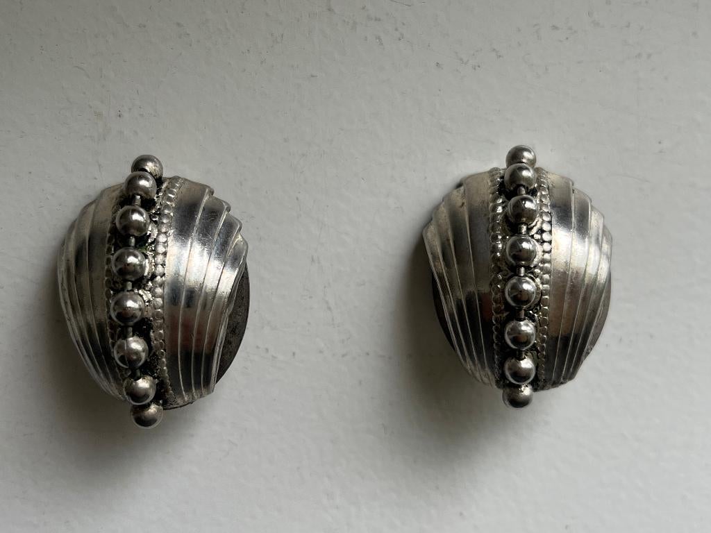 Sterling zilveren clip oorbellen, Gebruikt, Ophalen of Verzenden, Knopjes of Stekers, Zilver