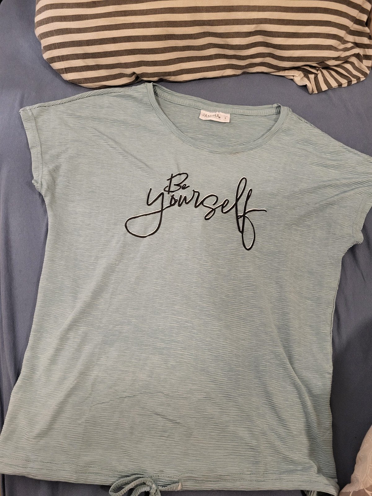dames T-shirt turquoise maat s janina zgan, Kleding | Dames, Ophalen, Blauw, Zo goed als nieuw, Korte mouw
