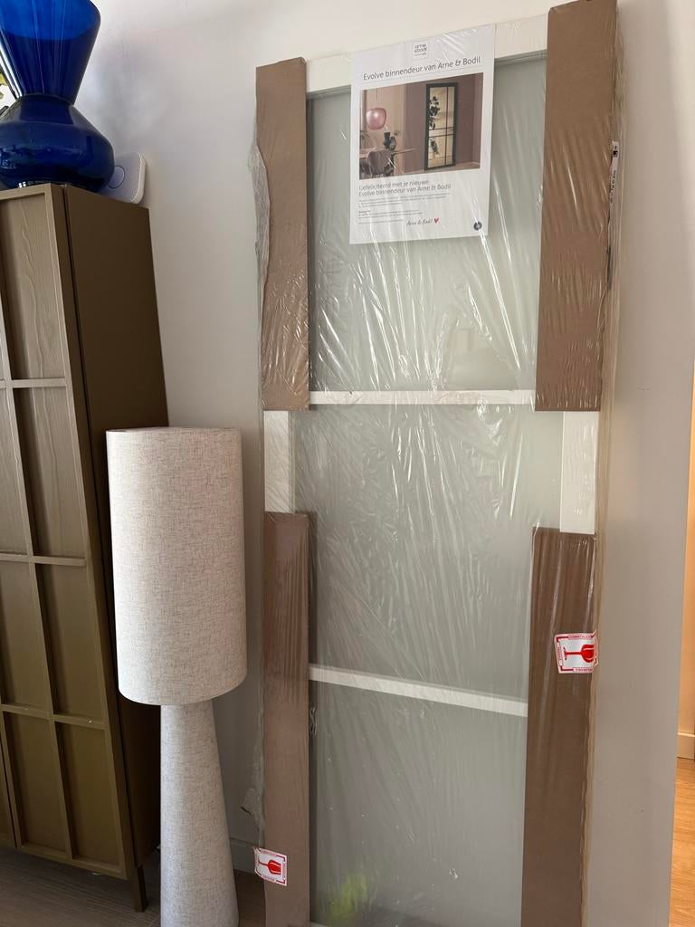 Karwei / Arne & Bodil deur met glas - wit afgelakt, Ophalen, Gebruikt, 80 tot 100 cm, Binnendeur