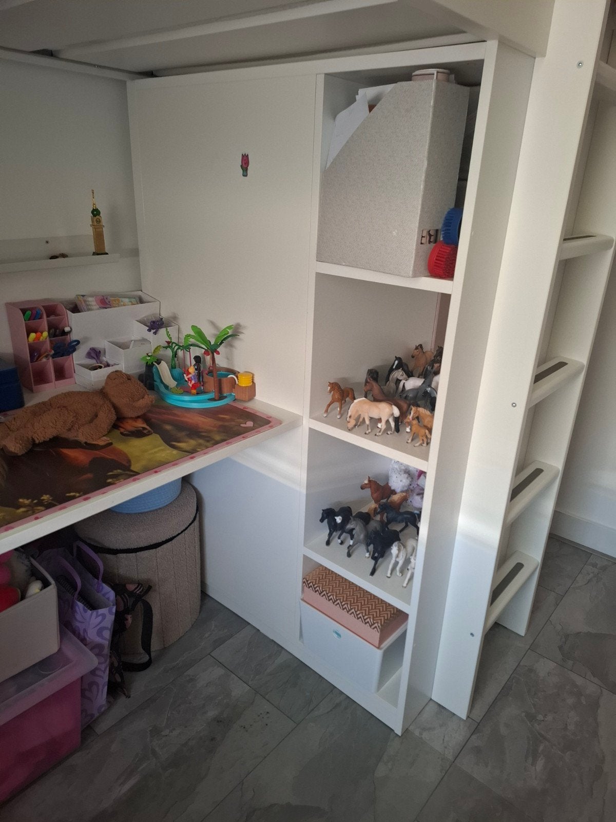 Hoogslaper met bureau en opbergruimte, Ophalen, Gebruikt, Eenpersoons, 200 cm