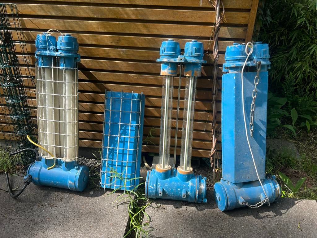 3 Industriële TL-lampen - Ideaal voor LED-ombouw, Huis en Inrichting, Lampen | Hanglampen, Ophalen, Zo goed als nieuw