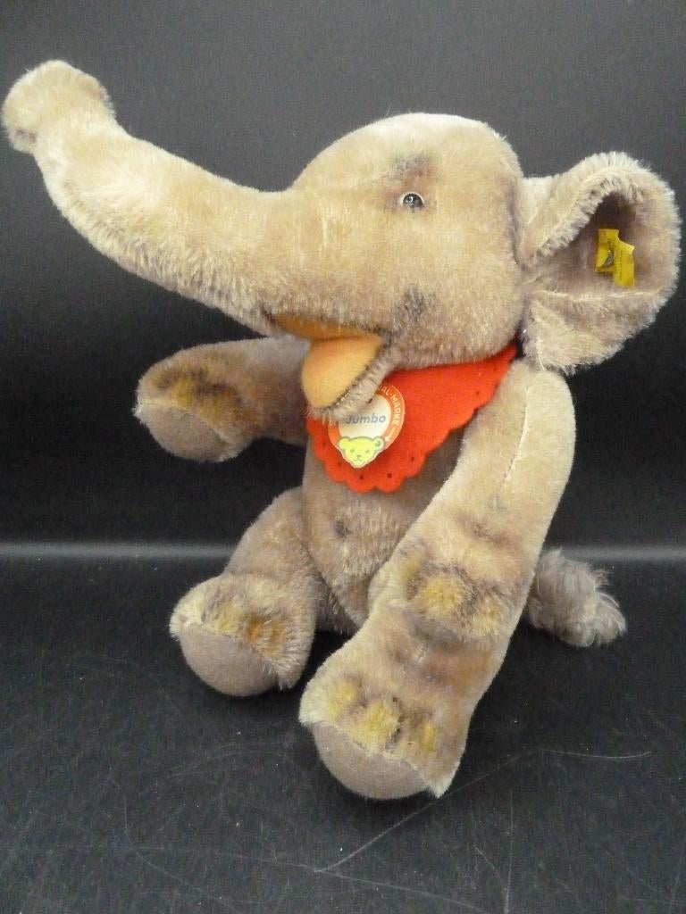 Steiff olifant Jumbo Met ID's. zittend 1960, Antiek en Kunst, Antiek | Speelgoed, Ophalen of Verzenden