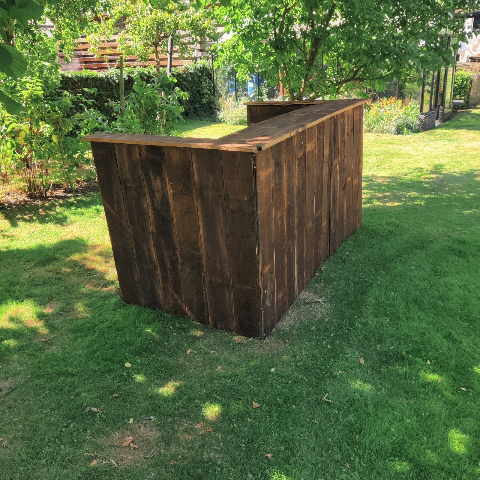 Robuuste bar van oude vloerdelen - 220x120x130cm, Huis en Inrichting, Ophalen