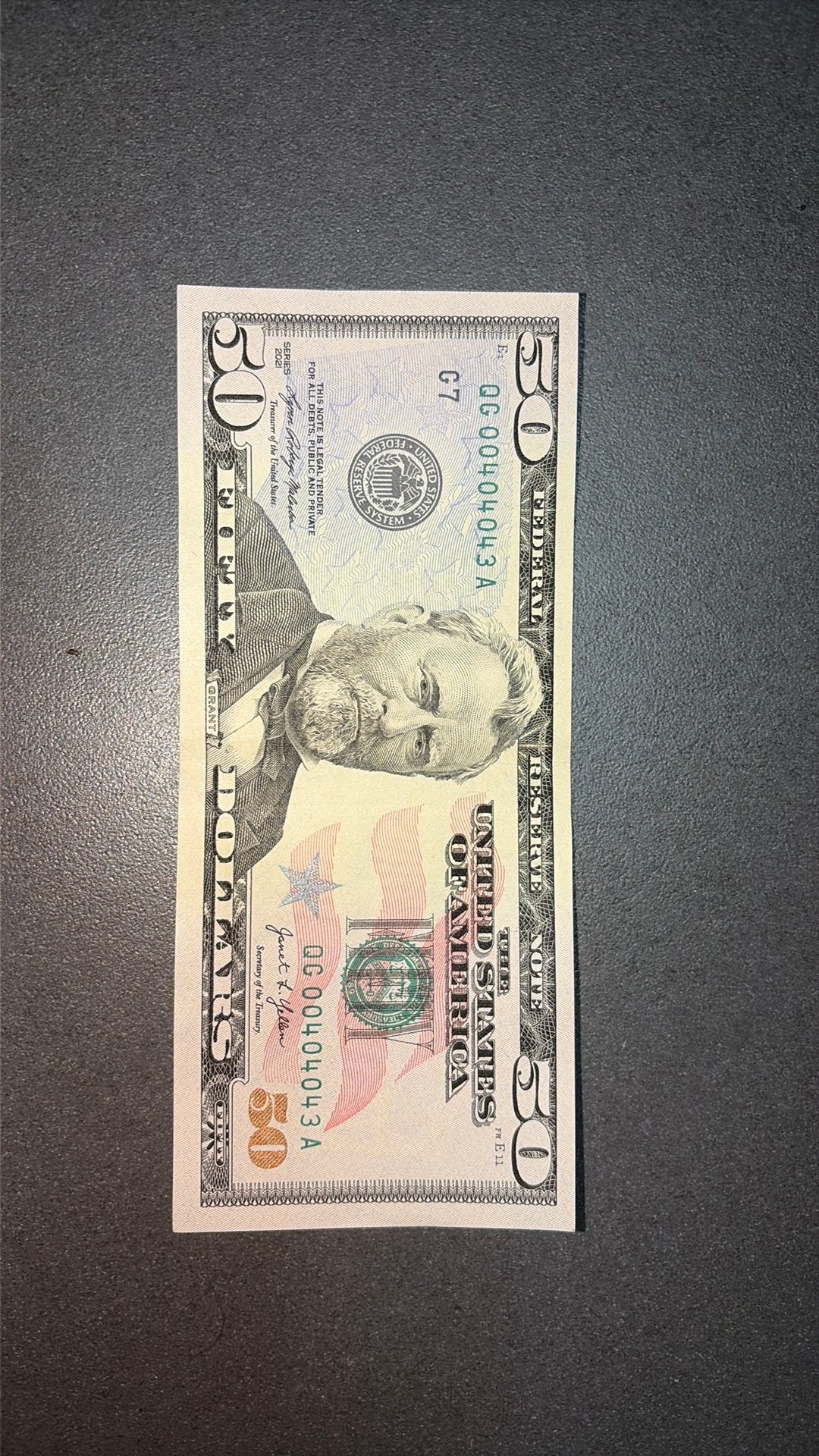 50 dollar biljet serie nummer 00404043, Ophalen of Verzenden, Noord-Amerika