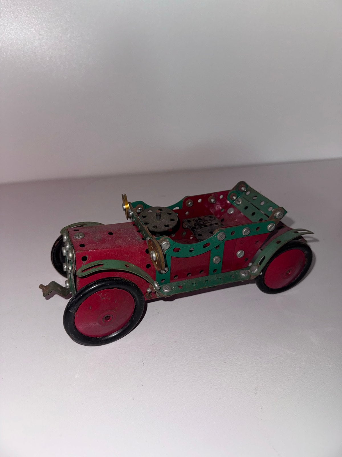 Vintage Meccano Auto Model - Rood/Groen - 26x9.5x9 cm, Overige merken, Gebruikt, Auto, Groter dan 1:32