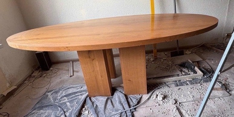 Eikenhouten eettafel, Ophalen, Gebruikt, 100 tot 150 cm, Eikenhout