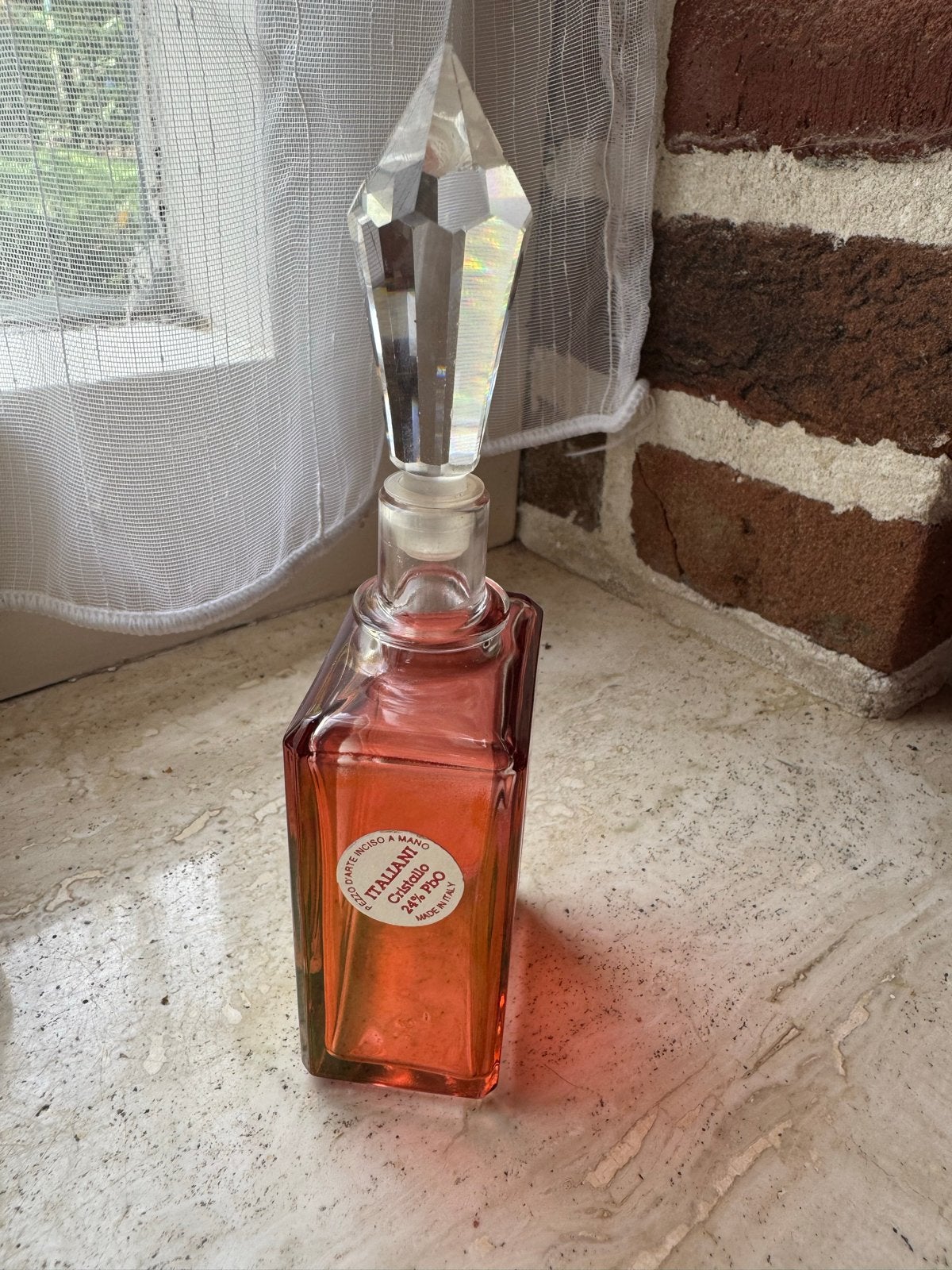 Vintage Italiaans Kristallen Parfumflesje 24% PbO, Antiek en Kunst, Ophalen of Verzenden