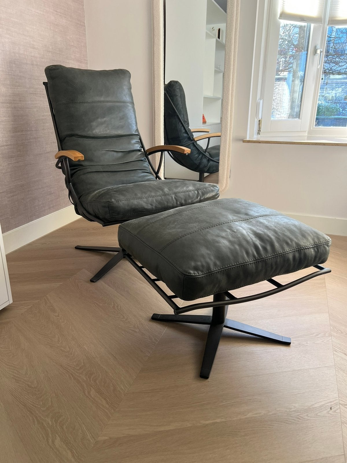 anker fauteuil tiberius met hocker, Ophalen, Zo goed als nieuw, 75 tot 100 cm, 50 tot 75 cm