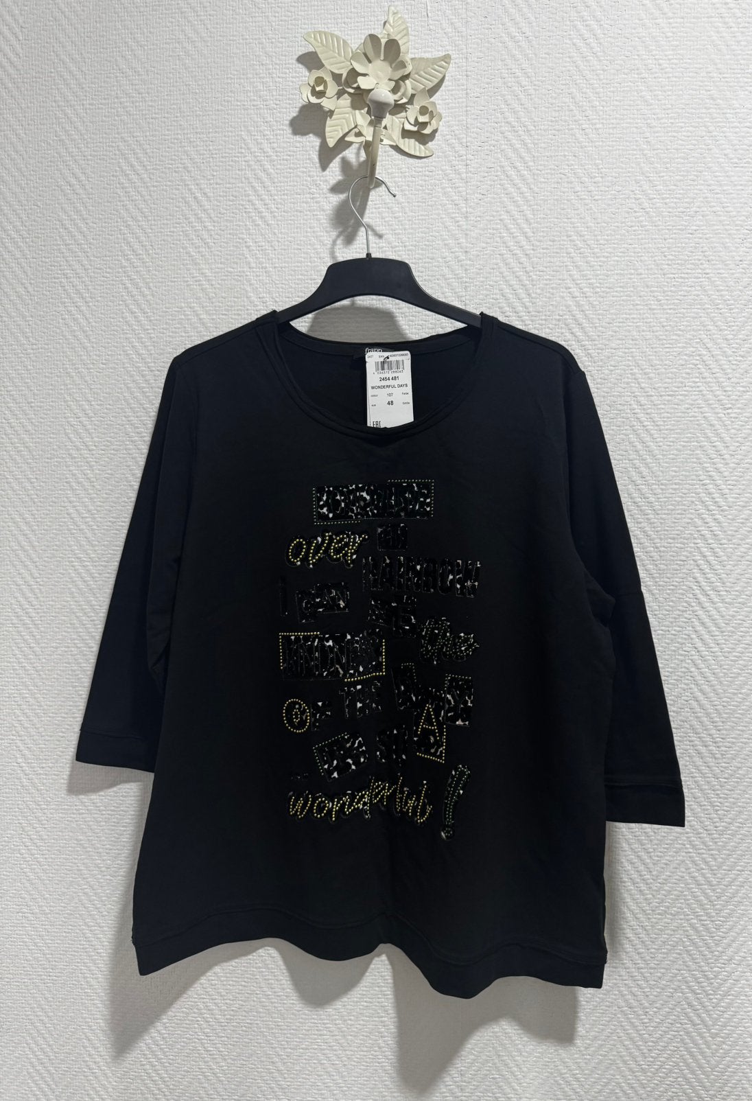 Frapp drie kwart trui/shirt maat 48, Kleding | Dames, Verzenden, Nieuw, Maat 46/48 (XL) of groter, Zwart