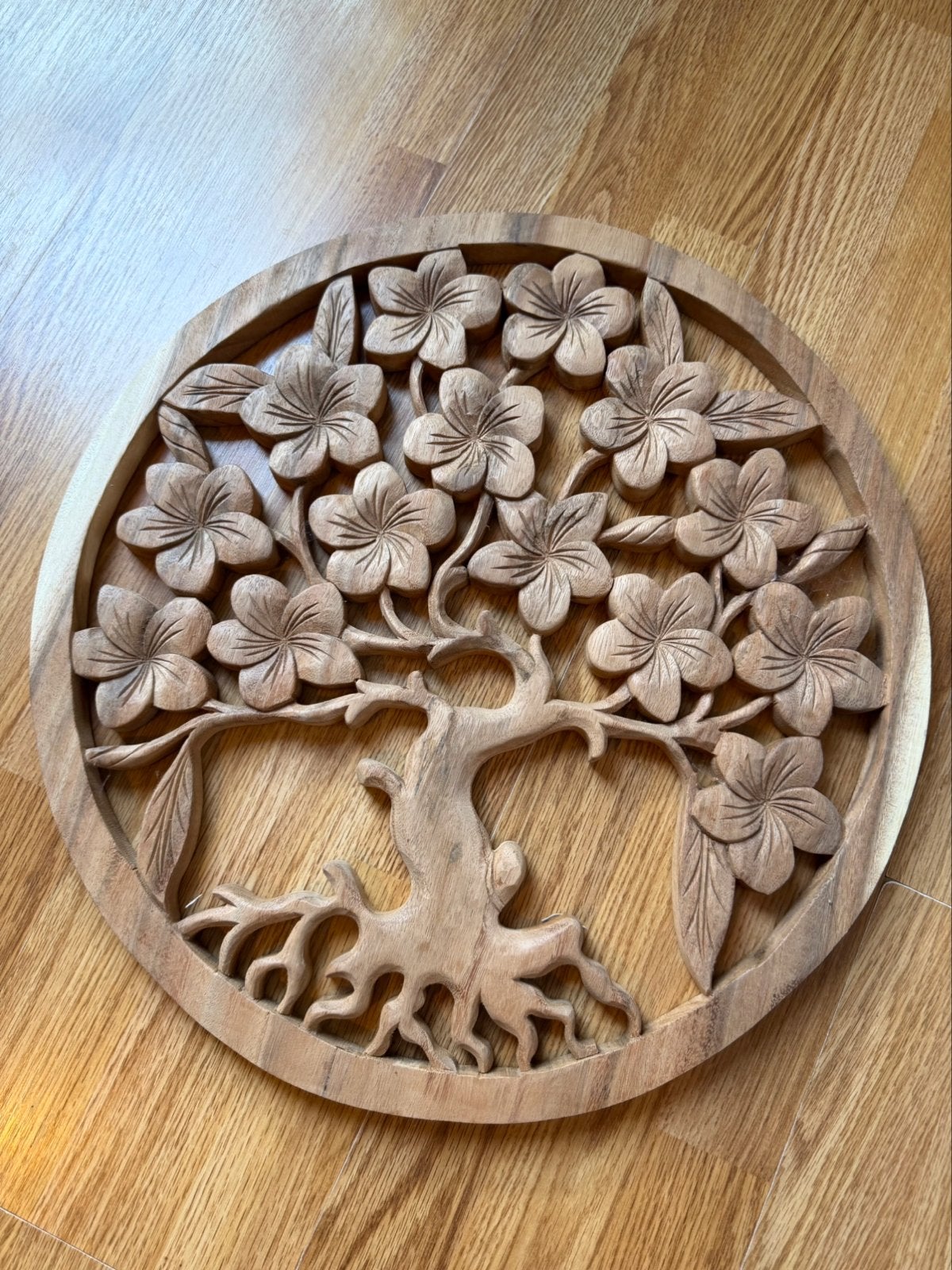 Mooi hout wandhanger wandbord boom Bali nieuw rond handmade, Boho, Hout, Nieuw, Ophalen of Verzenden