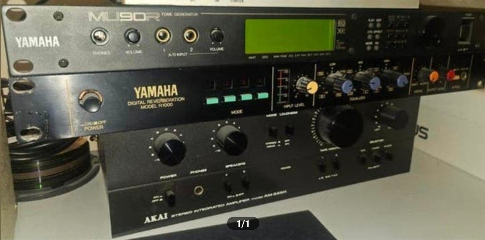 Yamaha MU90R / R1000 & Akai AM-2250 set (los te koop) retro!, Verzenden, Gebruikt
