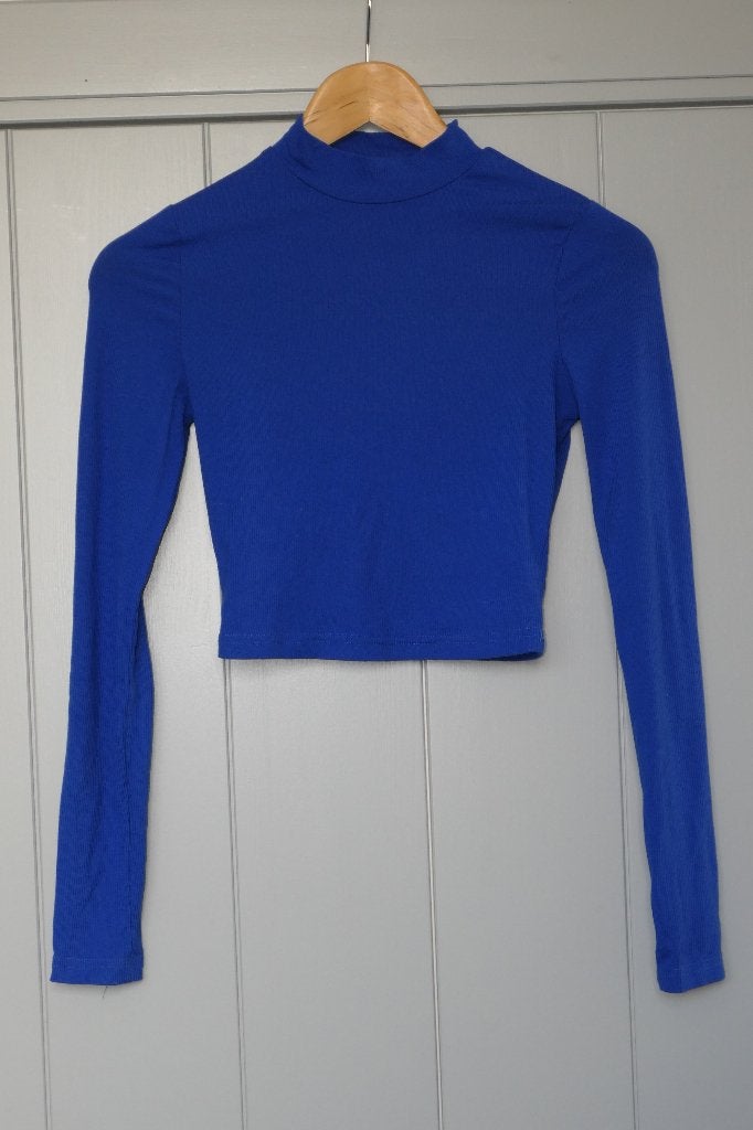 Top met col blauw lange mouw | XS | Shein, Kleding | Dames, Tops, Blauw, Ophalen of Verzenden, Zo goed als nieuw, Lange mouw
