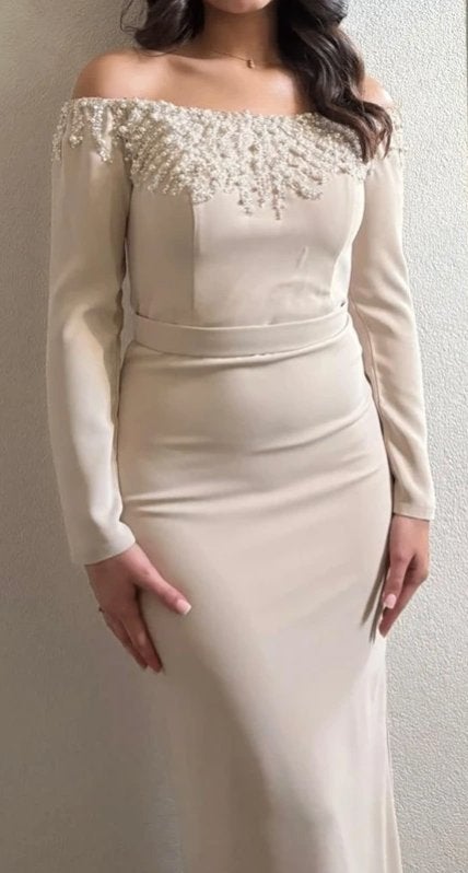 Verlovingsjurk, Kleding | Dames, Beige, Ophalen of Verzenden, Maat 36 (S), Onder de knie