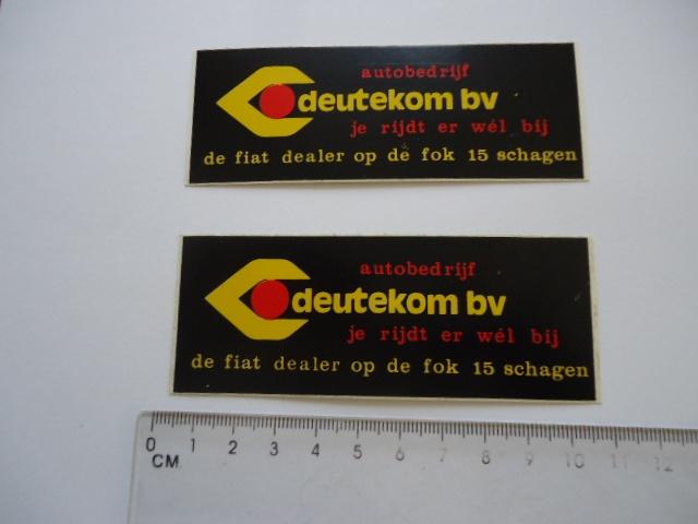 sticker oud FIAT DEALER Deutekom schagen 500 auto oldtimer, Verzenden, Zo goed als nieuw, Auto of Motor