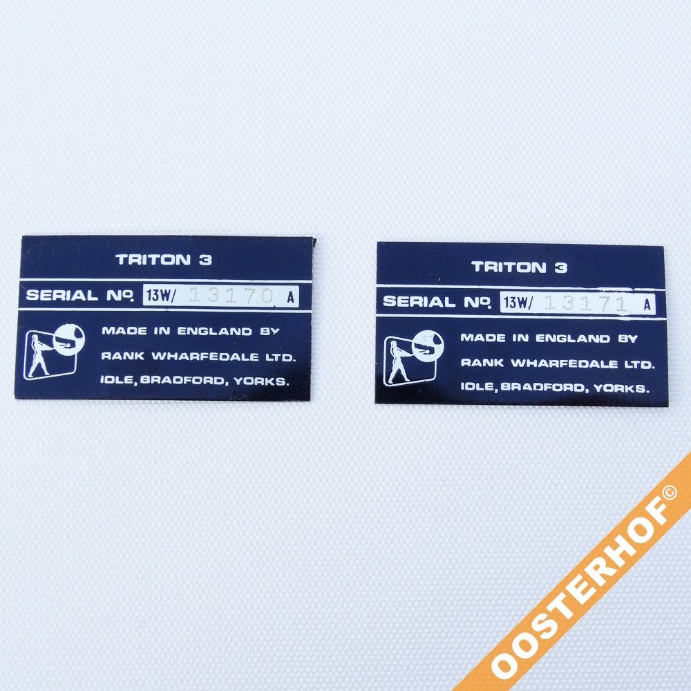 WHARFEDALE® Triton 3 Labels 2x | 53 x 29, Overige merken, Gebruikt, Overige typen, Ophalen of Verzenden