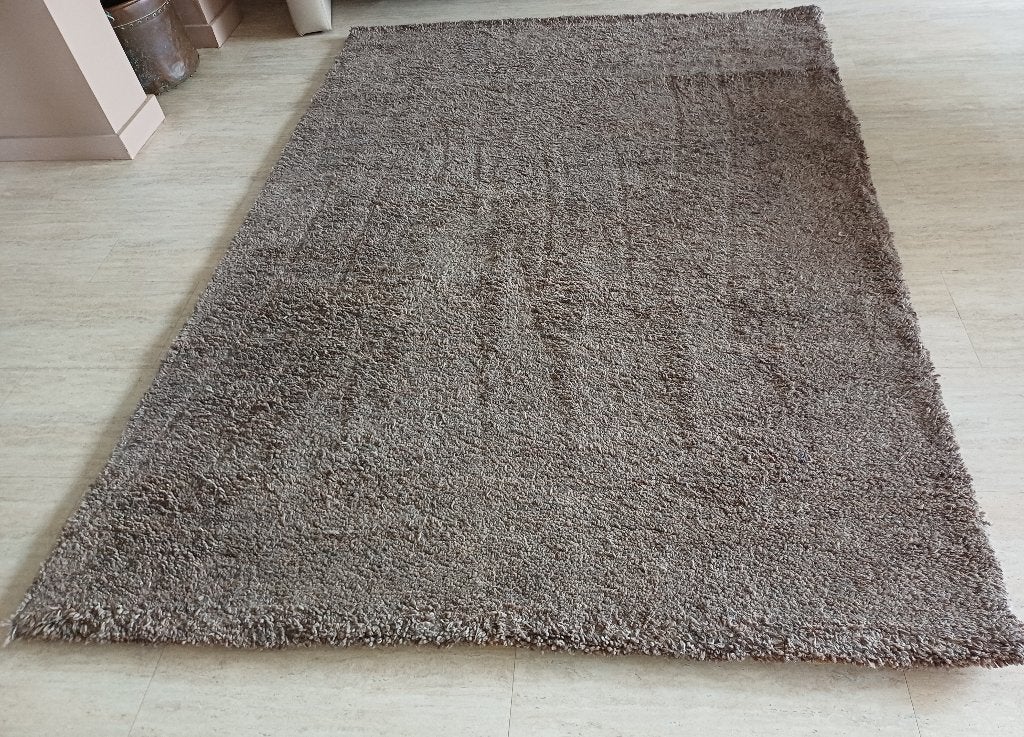 Zuiver scheerwol vloerkleed, bruin, Gebruikt, Bruin, 150 tot 200 cm, 200 cm of meer