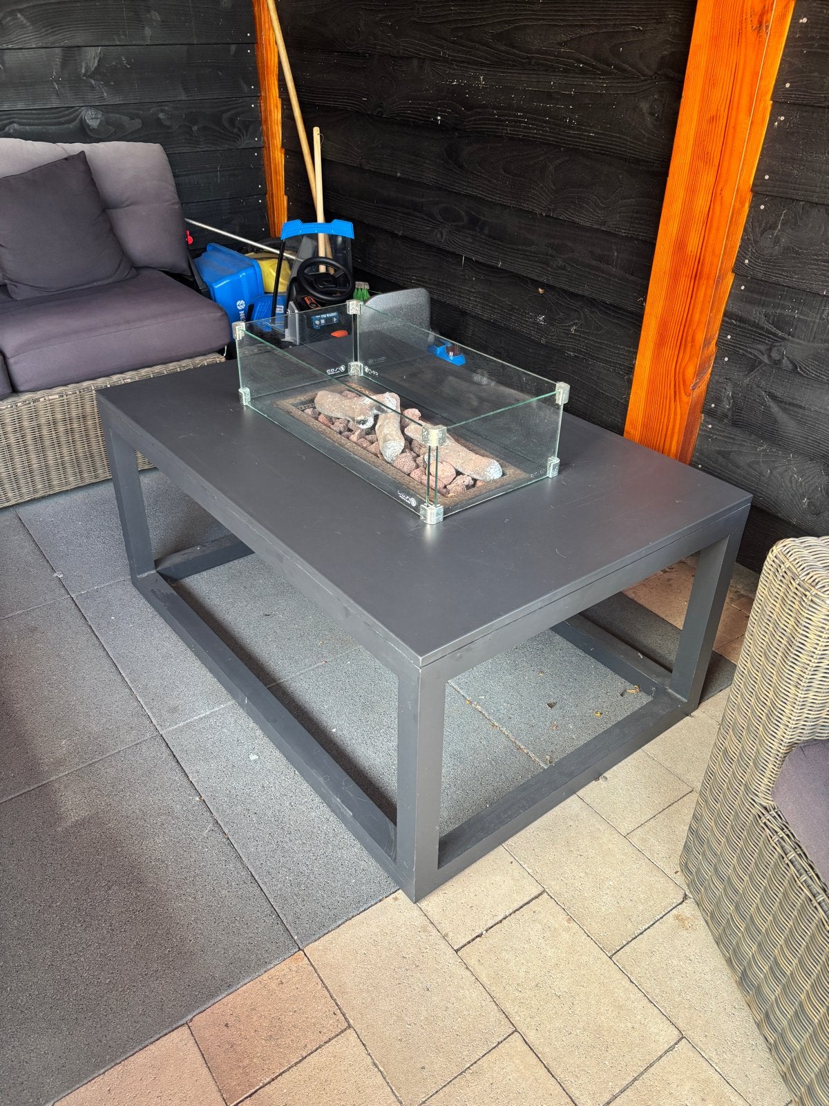 Haardtafel voor in de tuin, 80x120x21,5 cm, incl. gasfles, Ophalen, Gebruikt