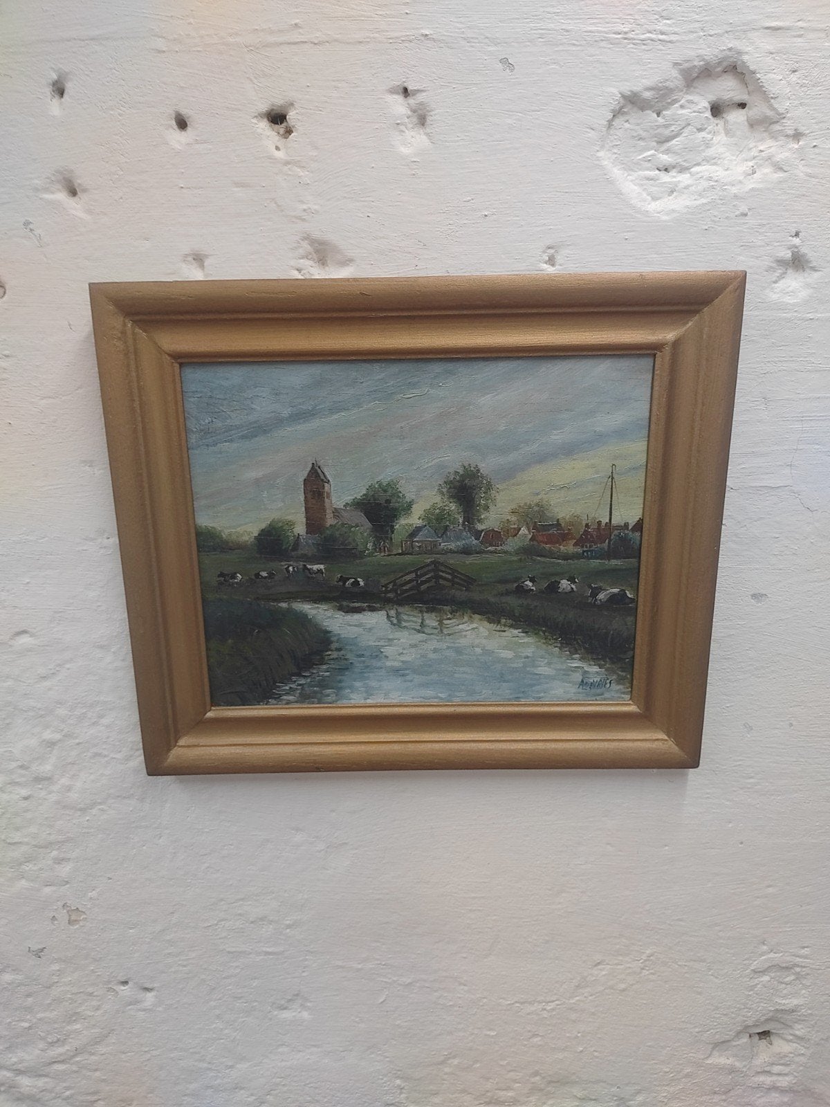 Schilderij van Ate de Vries uit Boazum, Antiek en Kunst, Acrylverf, Doek, Gesigneerd, Ophalen of Verzenden