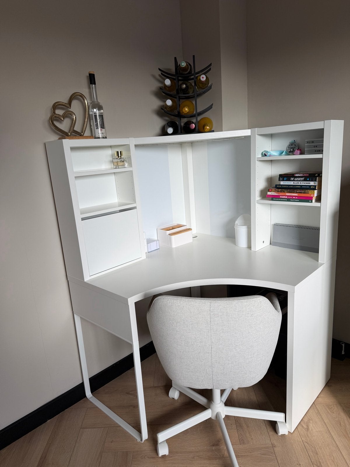 Hoekbureau wit met opbergruimte en lades IKEA MICKE