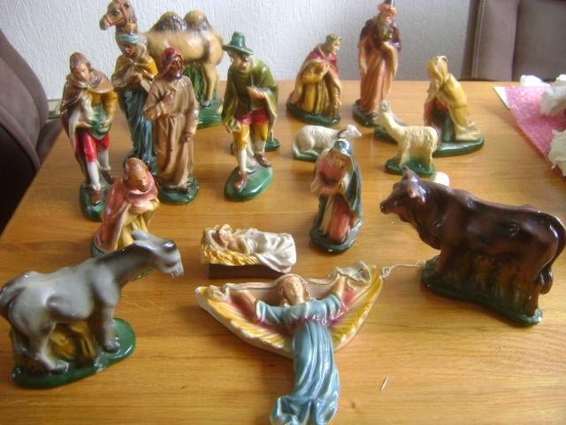 hele oude kerstgroep, Ophalen of Verzenden, Gebruikt