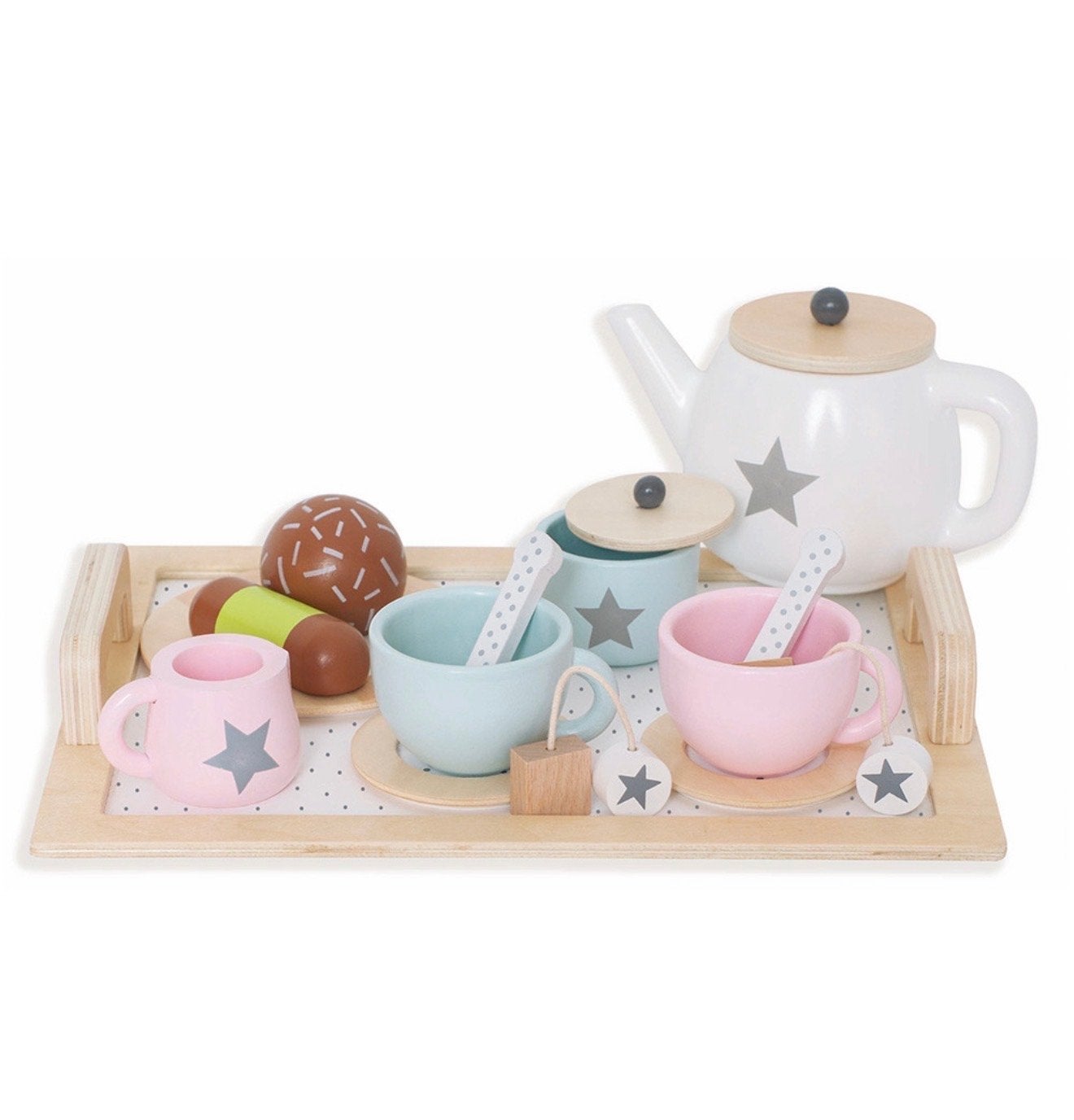 Houten Theeservies - Pastelkleuren NIEUW IN DOOS!, Kinderen en Baby's, Ophalen, Nieuw, Meubelstuk of Keukentje