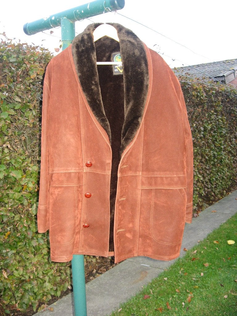 herenjas in leder - maat 54, Kleding | Heren, Jassen | Winter, Verzenden, Zo goed als nieuw, Maat 52/54 (L), Bruin