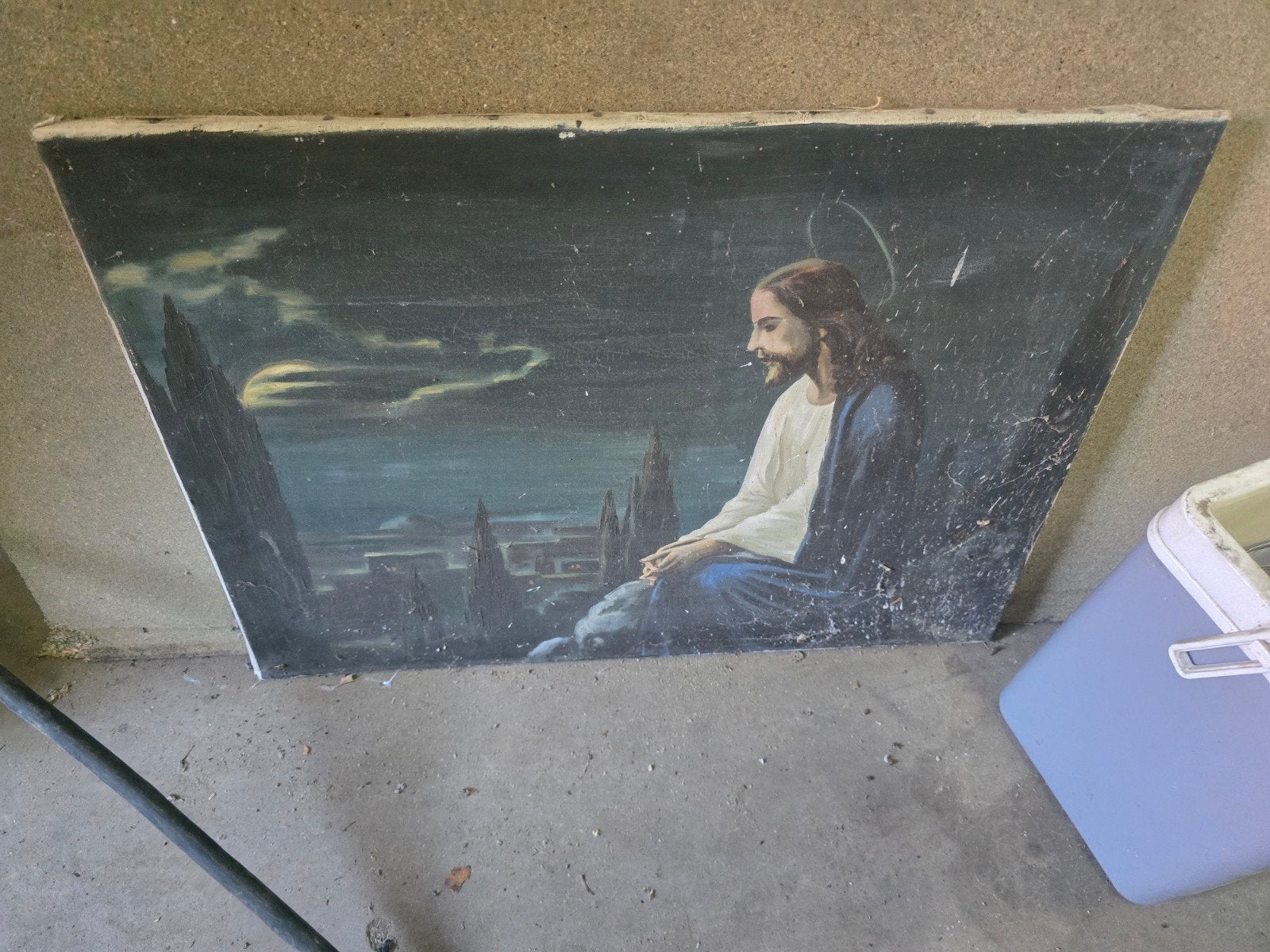 Klassiek schilderij Jezus in Gethsemane, Doek, Portret of Personen, Ophalen of Verzenden, Olieverf