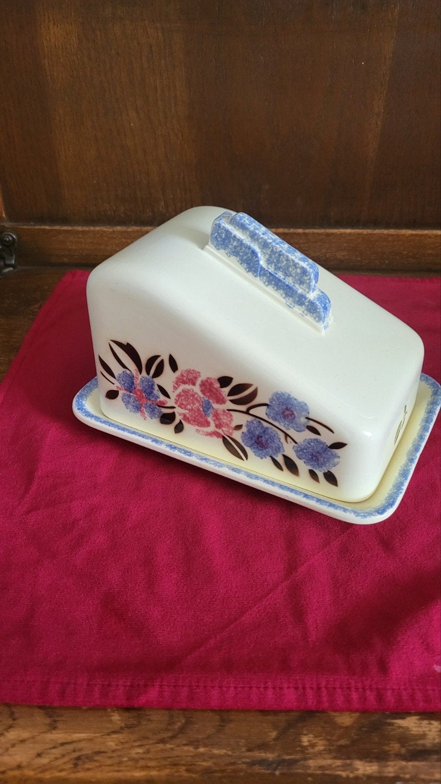 Vintage kaasstolp met Bloemenpatroon - Keramiek, Ophalen of Verzenden