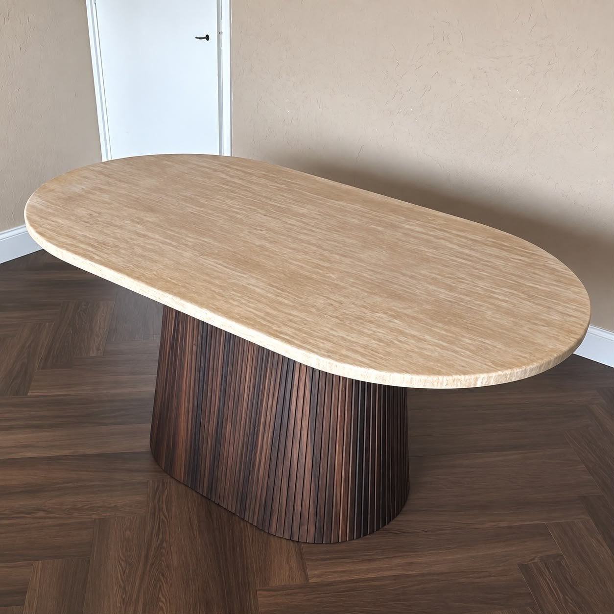 Ovaal gesteente eettafel (Oval stone dining table), Ophalen, Overige materialen, Nieuw, 50 tot 100 cm
