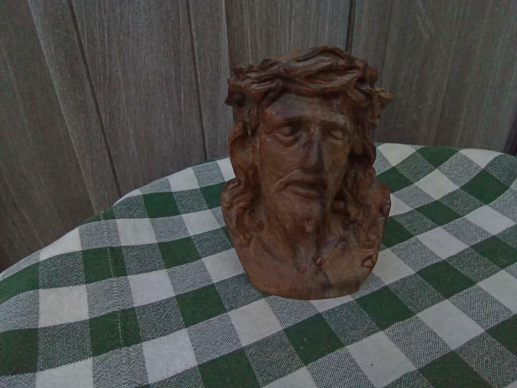 1 jezus christus hoofd doornenkroon beeld ongeveer 14 cm, Antiek en Kunst, Ophalen