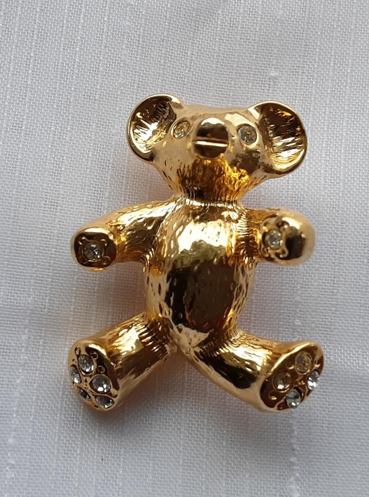 BROCHE KLEINE BEER, strass (37), Overige materialen, Minder dan 4 cm, Ophalen of Verzenden, Zo goed als nieuw