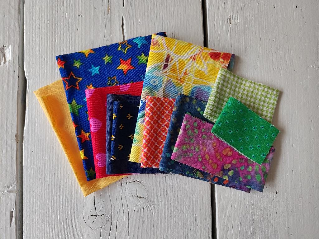 Hele mooie scraps - handdruk, ruit, effen - quiltstof, Overige kleuren, Nieuw, Ophalen of Verzenden, 30 tot 120 cm